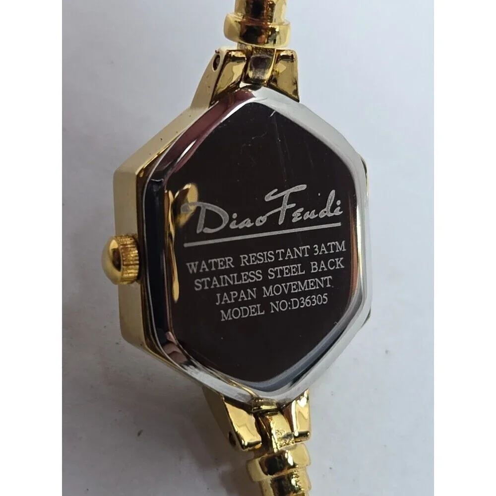 Diao Feudi Womens Hexagonal Bracelet Watch Gold Tone Crystals Dainty New Battery - Picture 11 of 11
